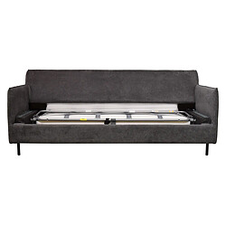 Pegane Canapé-lit 3 places en pin et velours gris - Longueur 192 x Hauteur 87 x Profondeur 98 cm