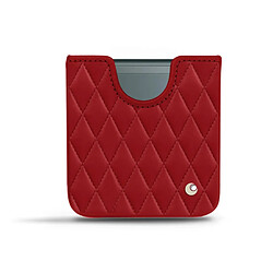 Pochette cuir Samsung Galaxy Z Flip3 - Pochette - Rouge - Couture ( Nappa - Pantone #d50032 ) - NOREVE