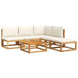 vidaXL Salon de jardin avec coussins 6 pcs bois d'acacia solide