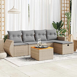 vidaXL Salon de jardin avec coussins 6 pcs beige résine tressée