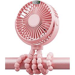 (Rose) Ventilateur de Poussette Portable Youngshion Ventilateur de Refroidissement Portatif à Affichage LED