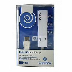 Hub USB 3 Ports CoolBox COO-H413 Blanc Noir