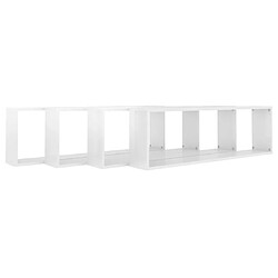 Acheter Maison Chic Lot de 4 Étagères cube murales,Etagère de rangement flottantes Blanc brillant 100x15x30cm Aggloméré -MN48222