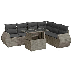 vidaXL Salon de jardin avec coussins 7 pcs gris résine tressée