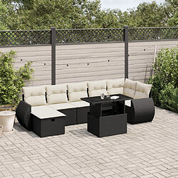 vidaXL Salon de jardin 8 pcs avec coussins noir résine tressée