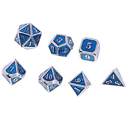 qualité dés polyédrique 7x set d4-d20 en alliage de zinc pour trpg mtg bleu b