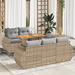 vidaXL Salon de jardin avec coussins 6 pcs beige résine tressée