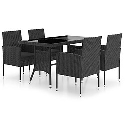 Salle à dîner de jardin 5 pcs,Table et chaise à manger Résine tressée Noir -MN27571