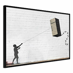 Paris Prix Affiche Murale Encadrée Banksy Fridge Kite 30 x 20 cm Noir