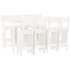 Maison Chic Table de bar et chaises d'extérieur 9 pcs,Ensemble de bar de jardin pour relax blanc bois de pin massif -GKD219775