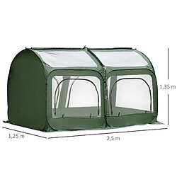 Avis Outsunny Serre pop-up - serre de jardin pop-up - 4 portes zippées enroulables - dim. 2,5L x 1,25l x 1,35H cm - sac transport inclus - PVC vert