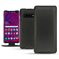 Housse cuir Samsung Galaxy S10+ - Rabat vertical - Noir PU ( Black ) - NOREVE