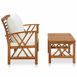 Maison Chic Salon de jardin 2 pcs avec coussins - Table et chaises d'extérieur - Mobilier/Meubles de jardin Moderne Bois d'acacia solide -MN90622