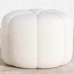 ICONIK INTERIOR Pouf Rond Rembourré en Tissu Bouclé - Posera Blanc