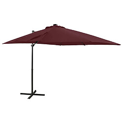 Maison Chic Parasol Jardin | Parasol déporté avec mat et lumières LED Rouge bordeaux 250 cm - GKD52713