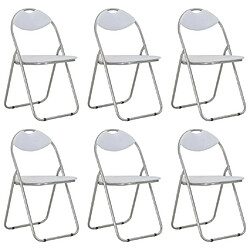 Maison Chic Lot de 6 Chaises pliantes à manger Chaise à dîner blanc similicuir -MN66214 