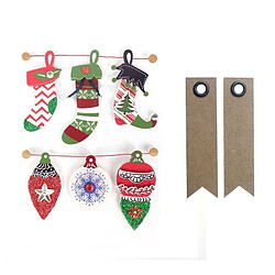 Graines Creatives 6 stickers 3D bottes de Noël 6,5 cm + 20 étiquettes kraft Fanion