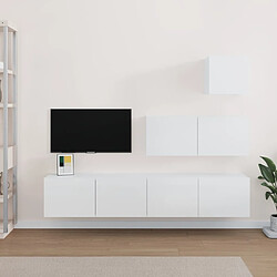 vidaXL Ensemble de meubles TV 4 pcs Blanc brillant Bois d'ingénierie