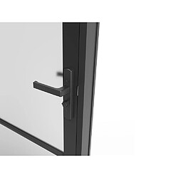 Acheter Vente-Unique Bloc porte réversible en aluminium et verre trempé dépoli - H204 x L93 cm - Noir - MASERU