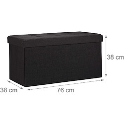 Helloshop26 Tabouret banquette pouf de rangement pliant coffre repose-pieds 76 cm noir lin 13_0002337