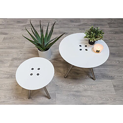 Avis LEITMOTIV Table basse ronde Sliced - 4 pieds chromés - Diamètre 60 cm x Hauteur 40 cm - Blanc