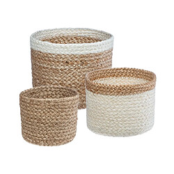 Atmosphera, Createur D'Interieur Panier Jute Herbier Marin Blanc x 3 Beige/blanc - ATMOSPHERA