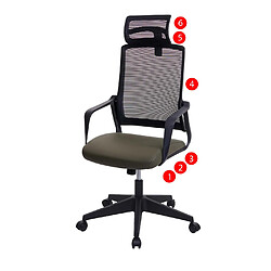 Avis Decoshop26 Fauteuil de bureau ergonomique pivotante avec accoudoirs et dossier en tissu mesh olive vert 04_0001883