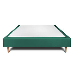 Sommeil de plomb Sommier Tapissier Velours Vert 135x190 H35cm