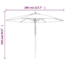 vidaXL Parasol de jardin avec mât en bois noir 299x240 cm pas cher