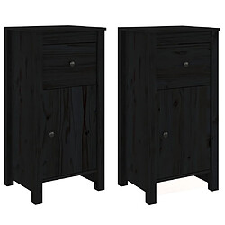 vidaXL Buffets 2 pcs Noir 40x35x80 cm Bois massif de pin