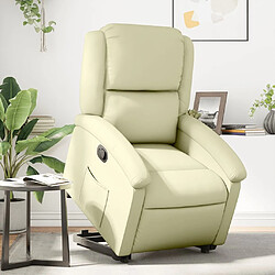 Maison Chic Fauteuil Relax pour salon, Fauteuil inclinable crème cuir véritable -GKD76210