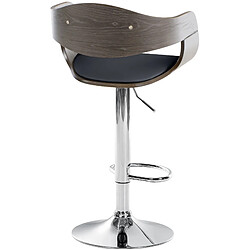 Decoshop26 Tabouret de bar x1 design scandinave en PVC noir et structure en bois couleur gris 10_0005040 pas cher