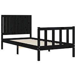 Maison Chic Lit adulte - Cadre Structure de lit avec tête de lit Contemporain noir 90x200 cm bois massif -MN62320 pas cher