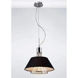 Luminaire Center Suspension Davina avec Abat jour noir 2 Ampoules chrome poli/cristal