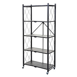 Decoshop26 Etagère sur pieds multifonctionnelle pliable 5 niveaux de rangement en acier noir 160x71x36 cm 04_0006782