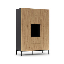 Bestmobilier Felicia - armoire - bois et noir - 135x200 cm