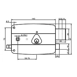 Secury-T Serrure en applique axe à 60mm horizontale noire ouverture à droite