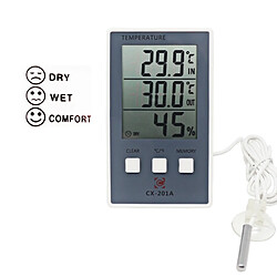 Wewoo Thermomètre CX-201A LCD Station météo numérique Hygromètre Indicateur d'humidité de la température extérieure intérieure avec capteur pas cher