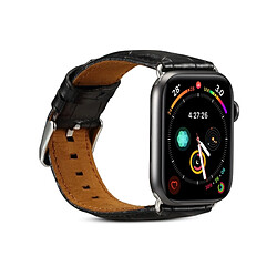 Wewoo Pour Apple Watch Series 5 & 4 40 mm / 3 & 2 & 1 38 mm cuir de vachette Crocodile Texture Strap Bracelet de montre noir