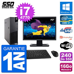 PC Lenovo M83 SFF Ecran 19" Intel i7-4770 RAM 16Go SSD 240Go Windows 10 Wifi - Occasion