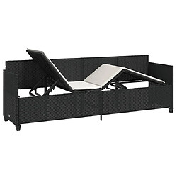 Acheter Maison Chic Chaise longue avec coussins, Transats, Bain de Soleil noir résine tressée