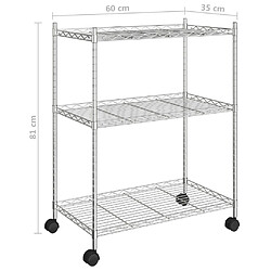 vidaXL Étagère de rangement 3 niveaux et roues 60x35x81cm chrome 150kg pas cher