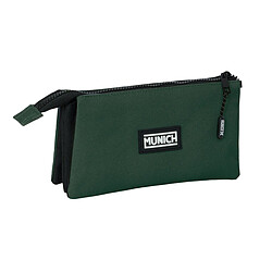 Trousse Fourre-Tout Triple Munich Verde Vert 22 x 12 x 3 cm