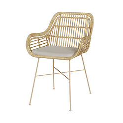 Rendez Vous Deco Chaise Chiloe en rotin et pieds en métal beige