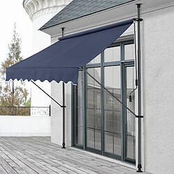 Store Banne Manuel Rétractable pour Terrasse Marquise Soleil de Balcon Auvent Téléscopique Hauteur et Inclinaison Réglable Sans Perçage Acier Polyester 150 x 120 x 200-300 cm Bleu Foncé [pro.tec]