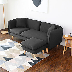 Avis Concept Usine Canapé scandinave design gris 3 places + pouf ISKO