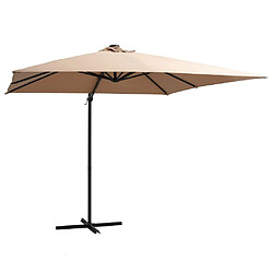 Maison Chic Parasol Jardin | Parasol déporté avec LED et mat en acier 250x250 cm Taupe - GKD13599