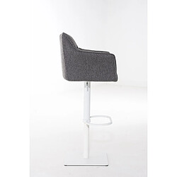 Avis Decoshop26 Tabouret de bar chaise haute de comptoir couture carrées assise en tissu gris titane cadre en métal blanc 10_0004757