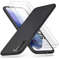 Coque Silicone Noir + 2 Verres Trempes Pour Samsung S21 FE / Little Boutik®