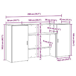 vidaXL Bureau réception chêne sonoma 200x50x103,5 cm bois d'ingénierie pas cher